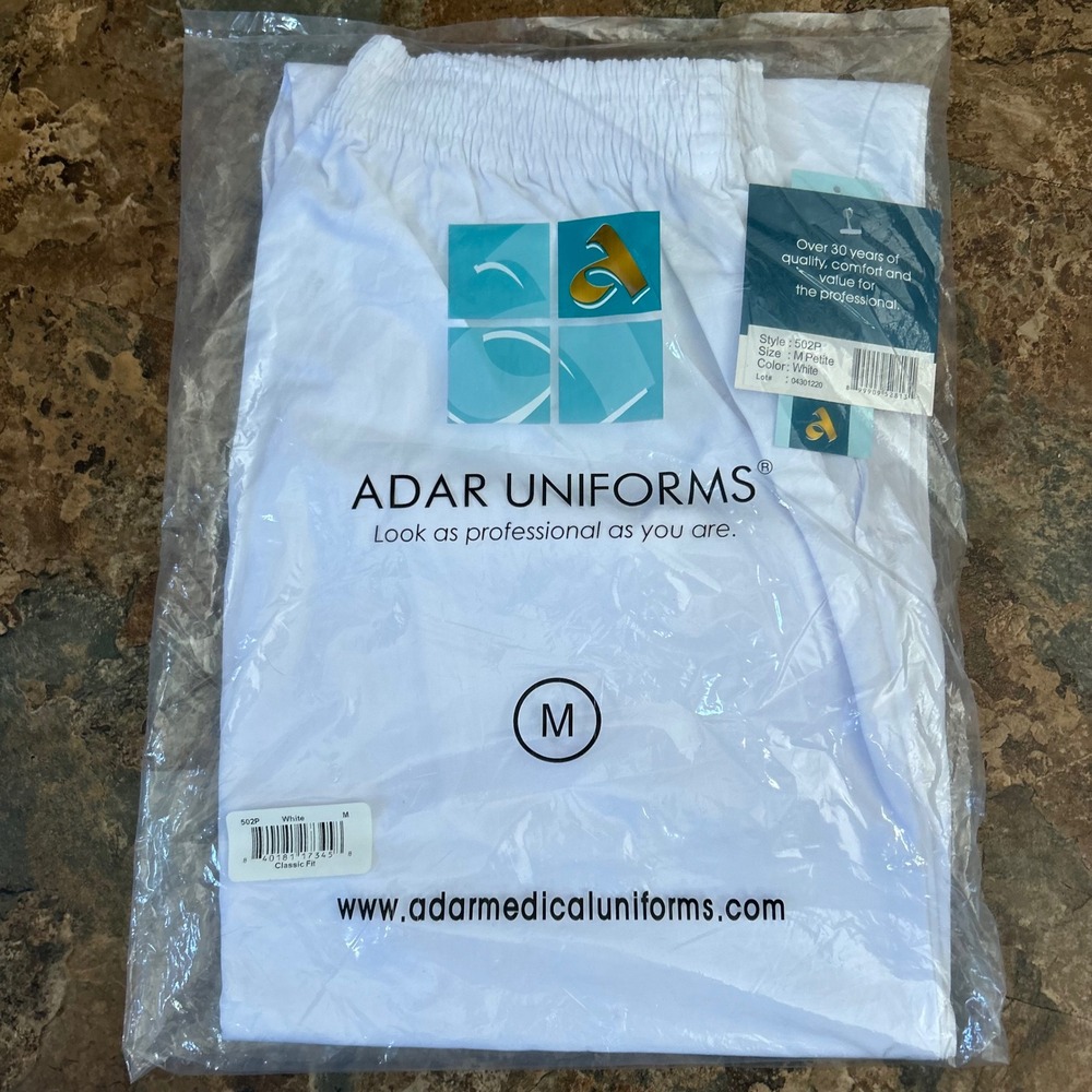 Adar Uniforms Scrub Pants Womens Size Medium Petite White Pant Scrubs Bottoms